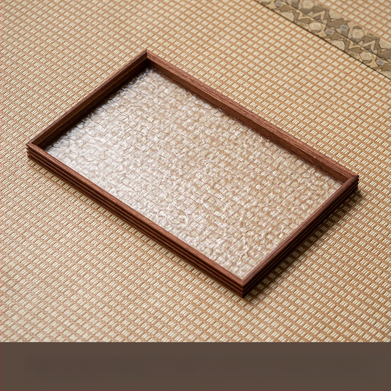 Ιαπωνικός δίσκος τσαγιού από γυαλί με λουλούδια Begonia, ρετρό δίσκος τσαγιού από μπαμπού, απλός δίσκος σνακ φρούτων για το σπίτι, δίσκος αποθήκευσης