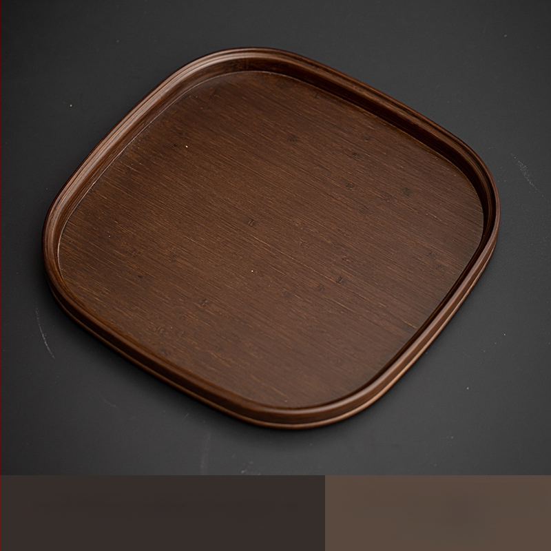 Ιαπωνικός δίσκος τσαγιού από γυαλί με λουλούδια Begonia, ρετρό δίσκος τσαγιού από μπαμπού, απλός δίσκος σνακ φρούτων για το σπίτι, δίσκος αποθήκευσης