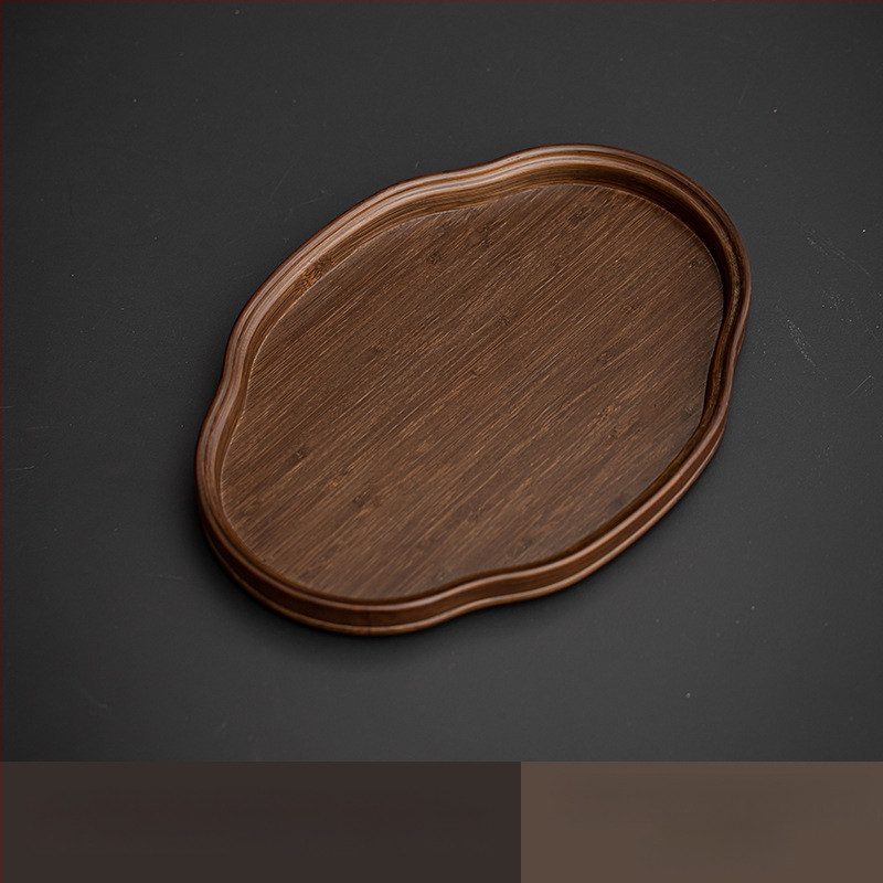 Ιαπωνικός δίσκος τσαγιού από γυαλί με λουλούδια Begonia, ρετρό δίσκος τσαγιού από μπαμπού, απλός δίσκος σνακ φρούτων για το σπίτι, δίσκος αποθήκευσης