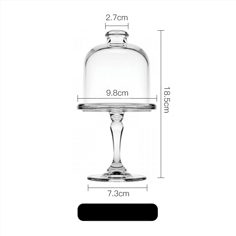 Importált Pasha európai stílusú átlátszó üveg Dim Sum tányér süteménytányér otthoni kreatív magas desszert torta borító kis méret