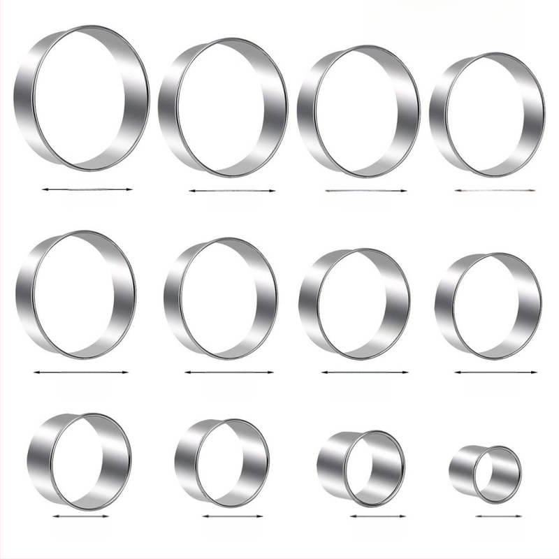 Σετ από ανοξείδωτο ατσάλι 11/12 τεμαχίων στρογγυλό καλούπι μπισκότων για μπούκλες, μους δαχτυλιδιών για ζυμαρικά, εργαλείο ψησίματος, καλούπι κοπής