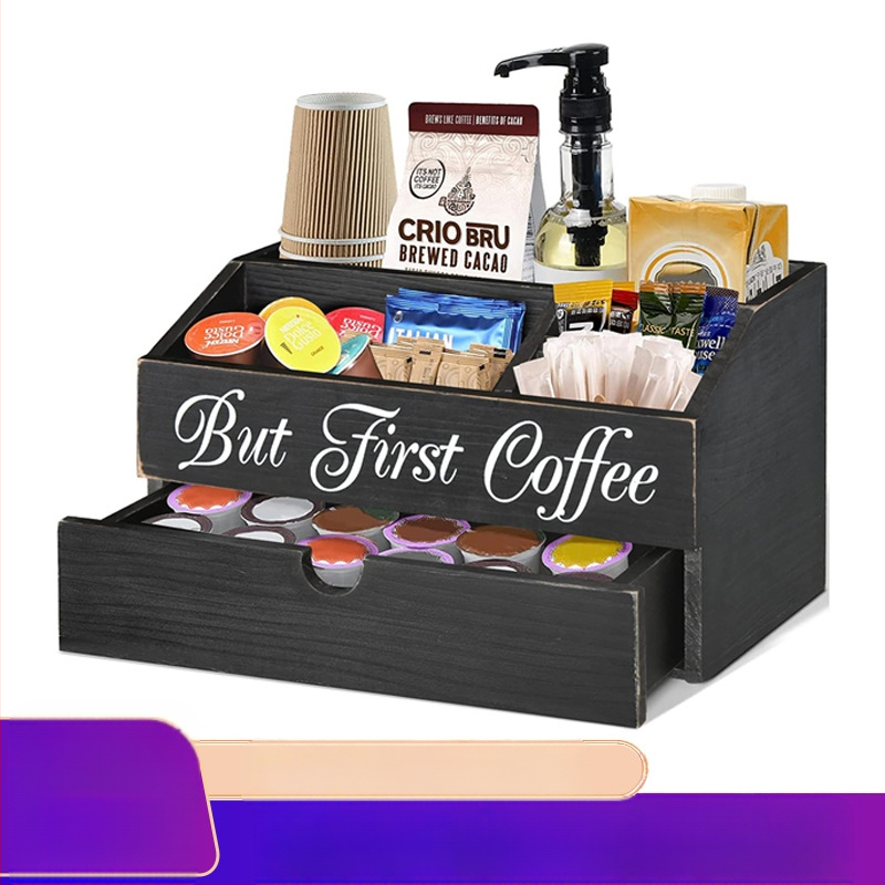Tarpvalstybinė kavos baro laikymo dėžutė restorano registratūroje, popierinių puodelių arbatos maišelio padalinta vitrina, arbatos kambario užkandžių laikymo dėžutė