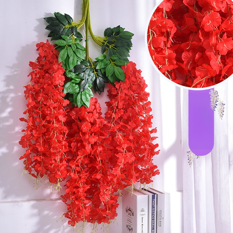 Mesterséges Wisteria virágdekoráció függő virág hamis virág szőlő lila beltéri esküvői mennyezeti szőlő függő növény