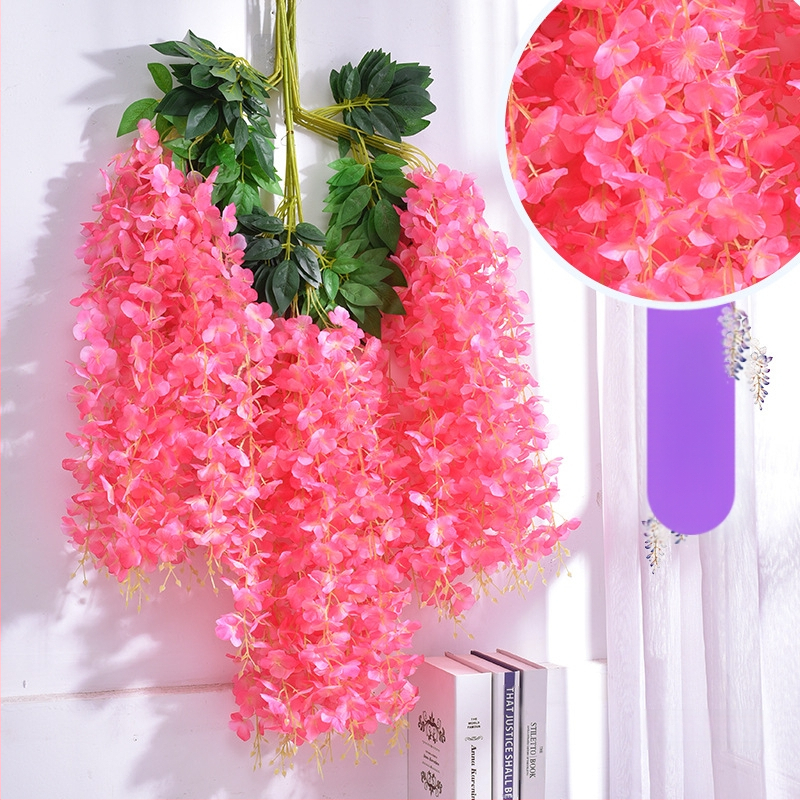 Mesterséges Wisteria virágdekoráció függő virág hamis virág szőlő lila beltéri esküvői mennyezeti szőlő függő növény