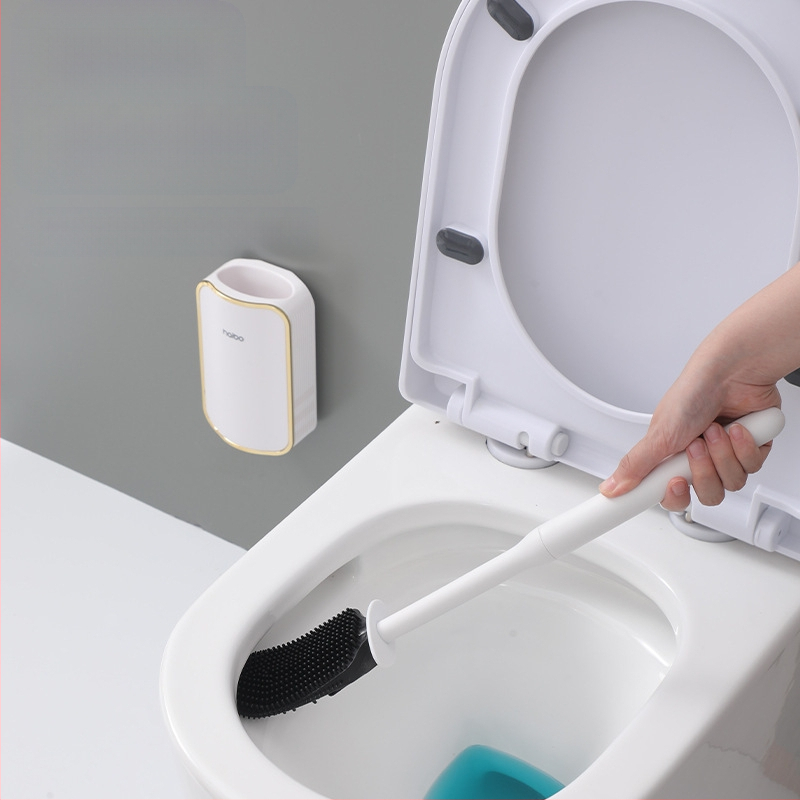 Külkereskedelmi WC-kefe zsákutcák nélkül, akadálymentesített luxus stílusú falra szerelhető WC-kefe, fürdőszobai guggoló WC-tisztító WC-tárgy