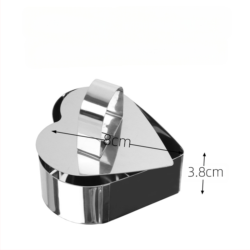 Αν θέλετε να βρείτε στρογγυλό κύκλο μους από ανοξείδωτο χάλυβα, μπορεί να ρυθμιστεί χειροκίνητα, καλούπι κέικ κύκλου κέικ DIY πολλαπλών σχημάτων καρδιάς