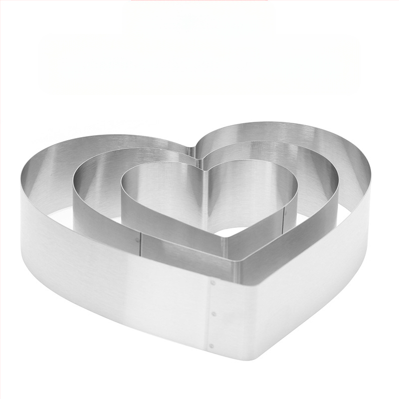 Αν θέλετε να βρείτε στρογγυλό κύκλο μους από ανοξείδωτο χάλυβα, μπορεί να ρυθμιστεί χειροκίνητα, καλούπι κέικ κύκλου κέικ DIY πολλαπλών σχημάτων καρδιάς
