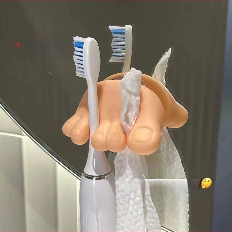 Mažas raudonas knygelės nykštys mielas siurbimo puodelio pirštai dantų šepetėlių stovas interneto įžymybių kabliukas juokingas asmenybės elektrinis dantų šepetėlio laikiklis