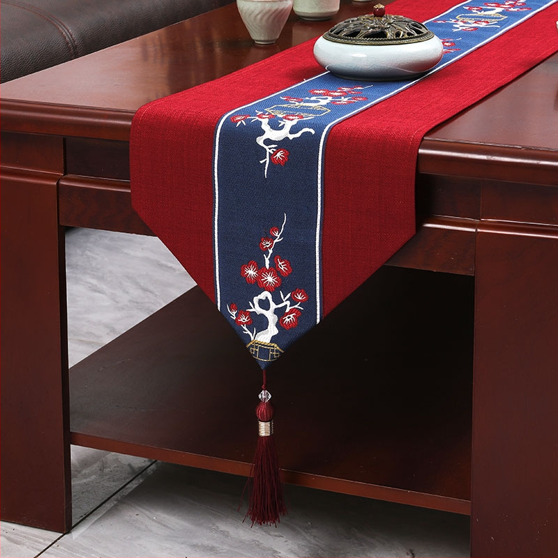 Naujas kiniškas stalo takelis vestuvių ceremonijai, šventinis raudonas ilgas kavos staliukas, staltiesės dekoravimas, vestuvių ceremonija, televizoriaus spintelės užvalkalas, valgomojo staltiesė