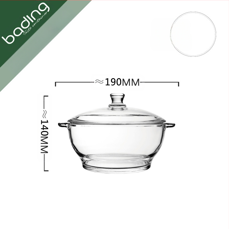 Bojiang ζεστό και κρύο γυάλινο δοχείο γενικής χρήσης με καπάκι, διπλό αυτί, αντι-εγκαύματα, κατσαρόλα με καπάκι, σαλάτα, σούπα, κατσαρόλα γαρίδας, Home Hotel