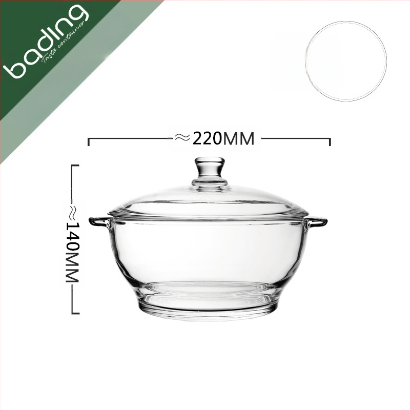 Bojiang ζεστό και κρύο γυάλινο δοχείο γενικής χρήσης με καπάκι, διπλό αυτί, αντι-εγκαύματα, κατσαρόλα με καπάκι, σαλάτα, σούπα, κατσαρόλα γαρίδας, Home Hotel