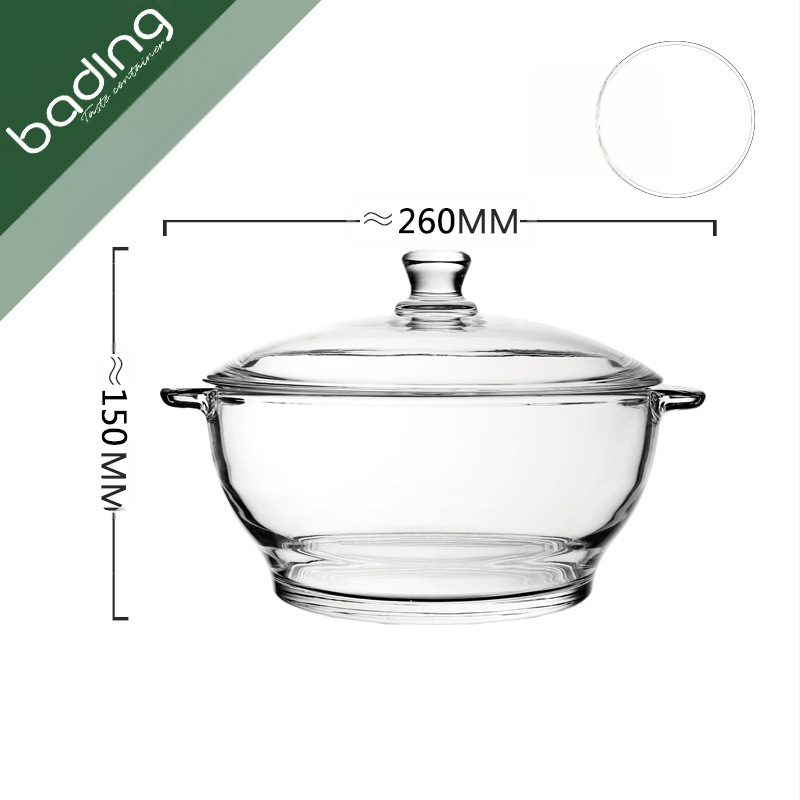Bojiang ζεστό και κρύο γυάλινο δοχείο γενικής χρήσης με καπάκι, διπλό αυτί, αντι-εγκαύματα, κατσαρόλα με καπάκι, σαλάτα, σούπα, κατσαρόλα γαρίδας, Home Hotel