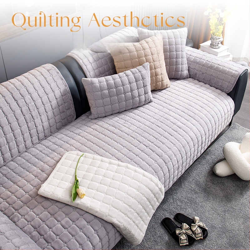 Flanellist ruuduline diivanipadi, talvine kerge luksuslik täiustatud meelega plush-padi, lihtne, universaalne nahast diivanikate, piiriülene