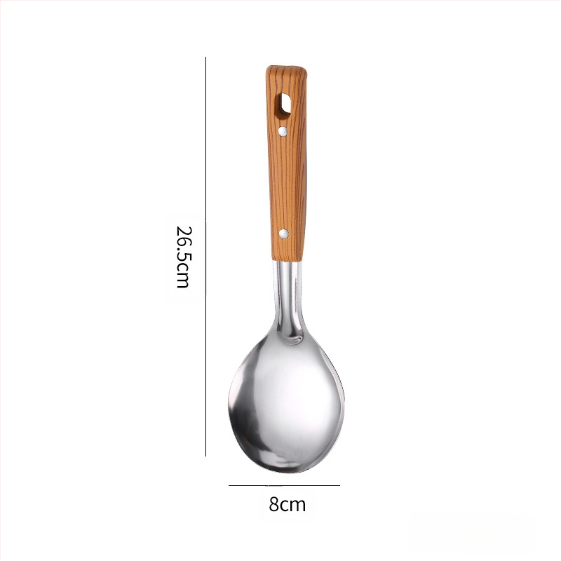 Nerūdijančio plieno mentelė, kiaurasamtis, kepimo kastuvėlis, sriubos nutekėjimo sistema, pilnas buitinių virtuvės reikmenų rinkinys, maisto gaminimo reikmenų rinkinys, šaukštas, penkių dalių rinkinys