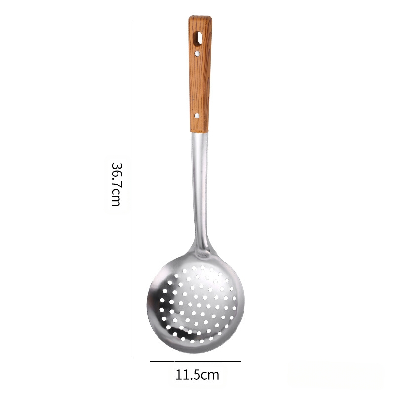 Nerūdijančio plieno mentelė, kiaurasamtis, kepimo kastuvėlis, sriubos nutekėjimo sistema, pilnas buitinių virtuvės reikmenų rinkinys, maisto gaminimo reikmenų rinkinys, šaukštas, penkių dalių rinkinys