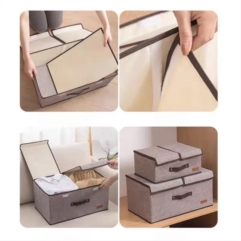 Dvigubo dangčio medvilninių ir lininių drabužių laikymo dėžė, buitinė spinta, audinių sulankstoma tonavimo dėžutė su dangčiu, atspari dulkėms, vidinė drabužių laikymo dėžė