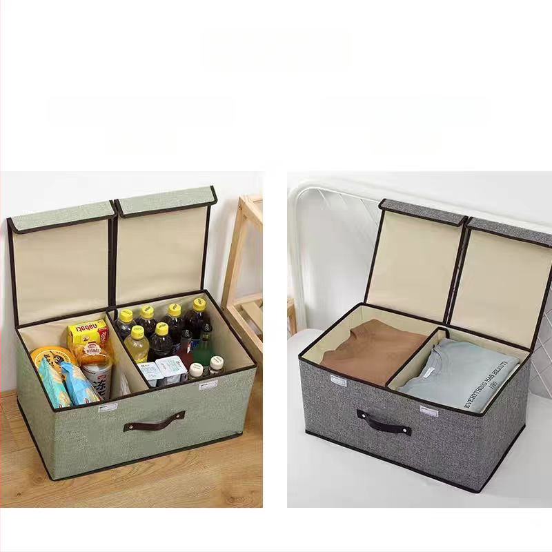 Dvigubo dangčio medvilninių ir lininių drabužių laikymo dėžė, buitinė spinta, audinių sulankstoma tonavimo dėžutė su dangčiu, atspari dulkėms, vidinė drabužių laikymo dėžė