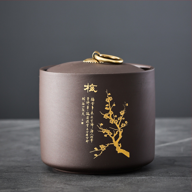 Purpurinio molio arbatinukas, mažas keraminis sandarus indelis, 50 g juodosios arbatos, pu'er arbatos pažadinimo indelis, nešiojamas mažas indelis