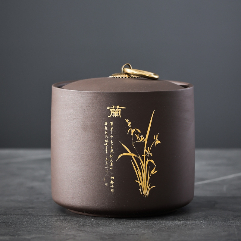 Purpurinio molio arbatinukas, mažas keraminis sandarus indelis, 50 g juodosios arbatos, pu'er arbatos pažadinimo indelis, nešiojamas mažas indelis