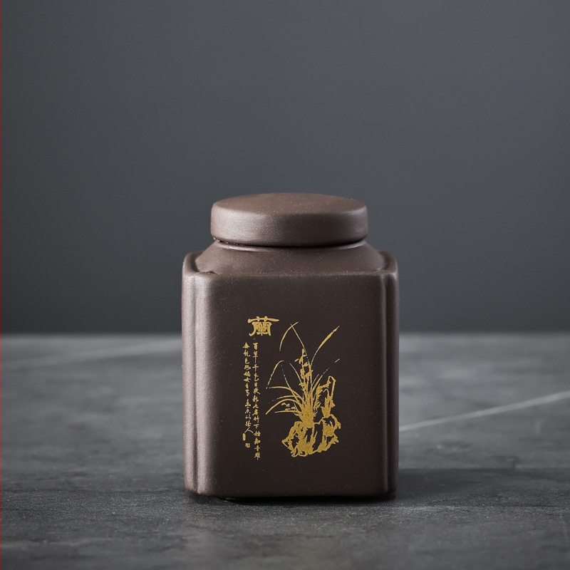 Purpurinio molio arbatinukas, mažas keraminis sandarus indelis, 50 g juodosios arbatos, pu'er arbatos pažadinimo indelis, nešiojamas mažas indelis