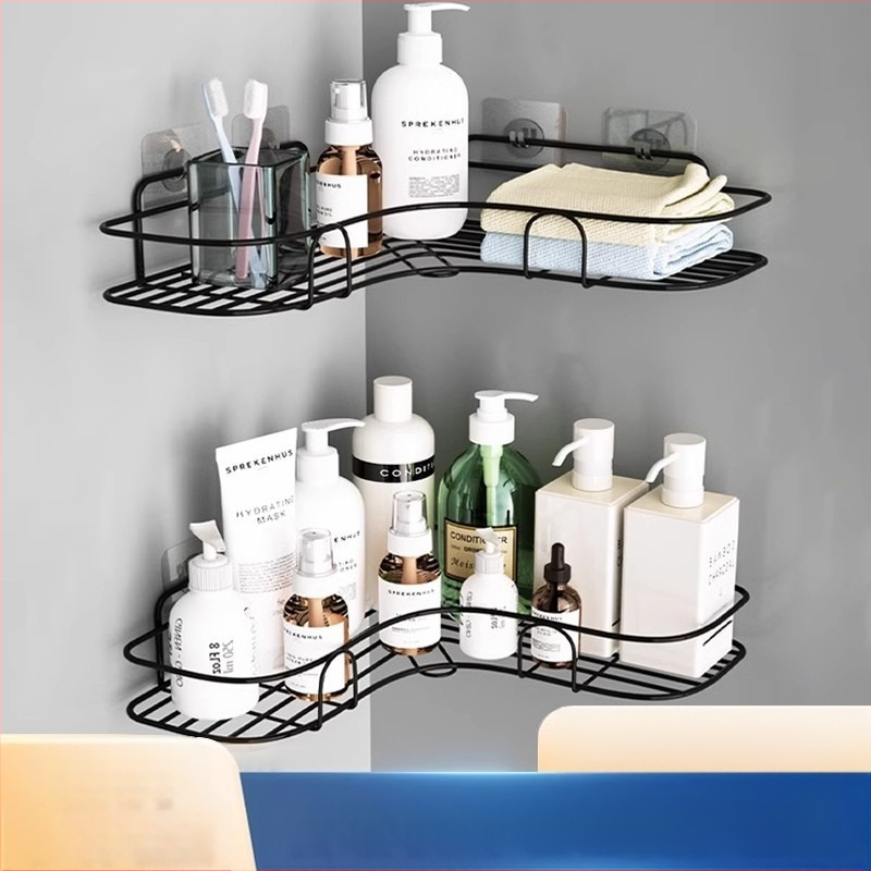 Кована триъгълна стойка за съхранение в баня без перфоратори, ъглова кошница за съхранение в ъглова стенна стойка за съхранение в общежитие