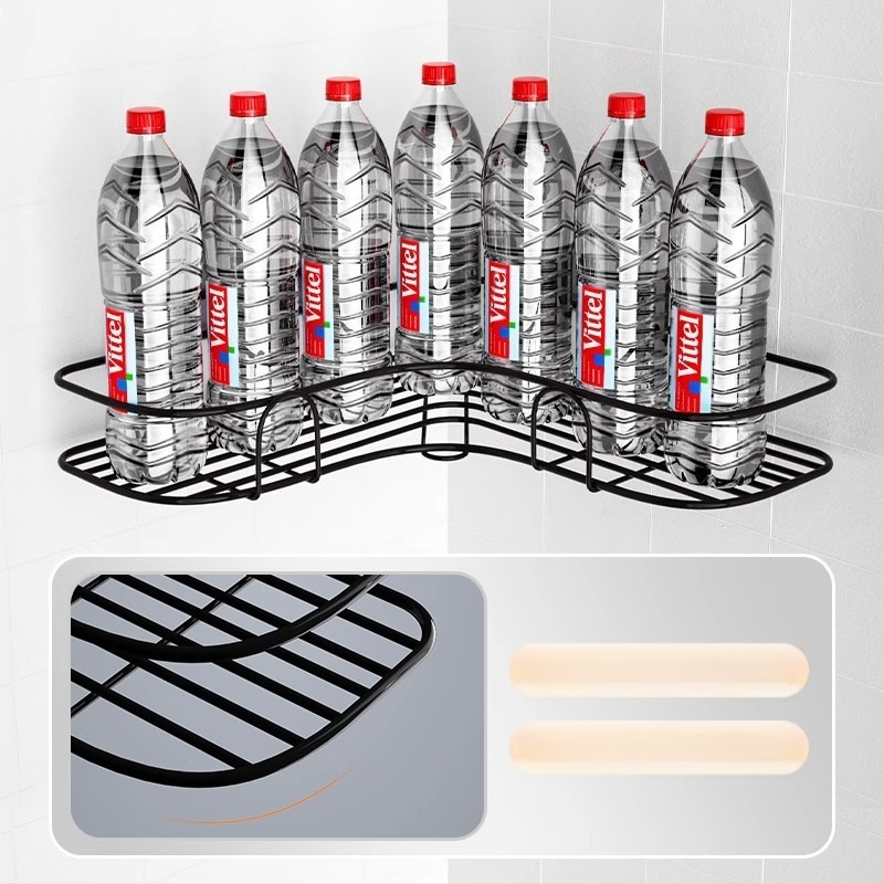 Кована триъгълна стойка за съхранение в баня без перфоратори, ъглова кошница за съхранение в ъглова стенна стойка за съхранение в общежитие