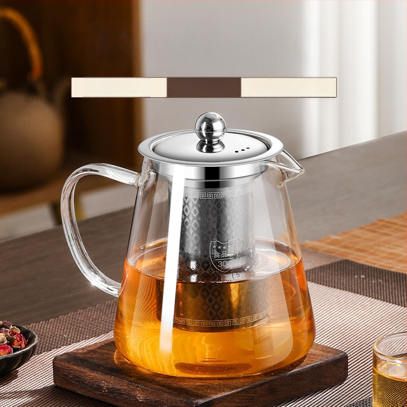 Aukštai temperatūrai atsparus stiklinis arbatinukas su filtru arbatinuku arbatos ir vandens atskyrimo puodeliu arbatos rinkiniu, tinkančiu orkaitei verdančiu arbatinuku su elektrine keramikos virykle