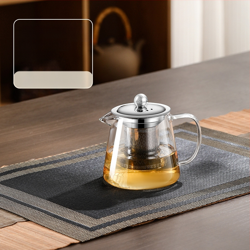 Aukštai temperatūrai atsparus stiklinis arbatinukas su filtru arbatinuku arbatos ir vandens atskyrimo puodeliu arbatos rinkiniu, tinkančiu orkaitei verdančiu arbatinuku su elektrine keramikos virykle