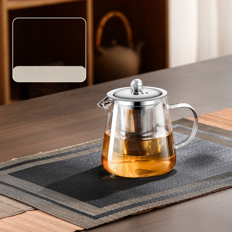 Aukštai temperatūrai atsparus stiklinis arbatinukas su filtru arbatinuku arbatos ir vandens atskyrimo puodeliu arbatos rinkiniu, tinkančiu orkaitei verdančiu arbatinuku su elektrine keramikos virykle