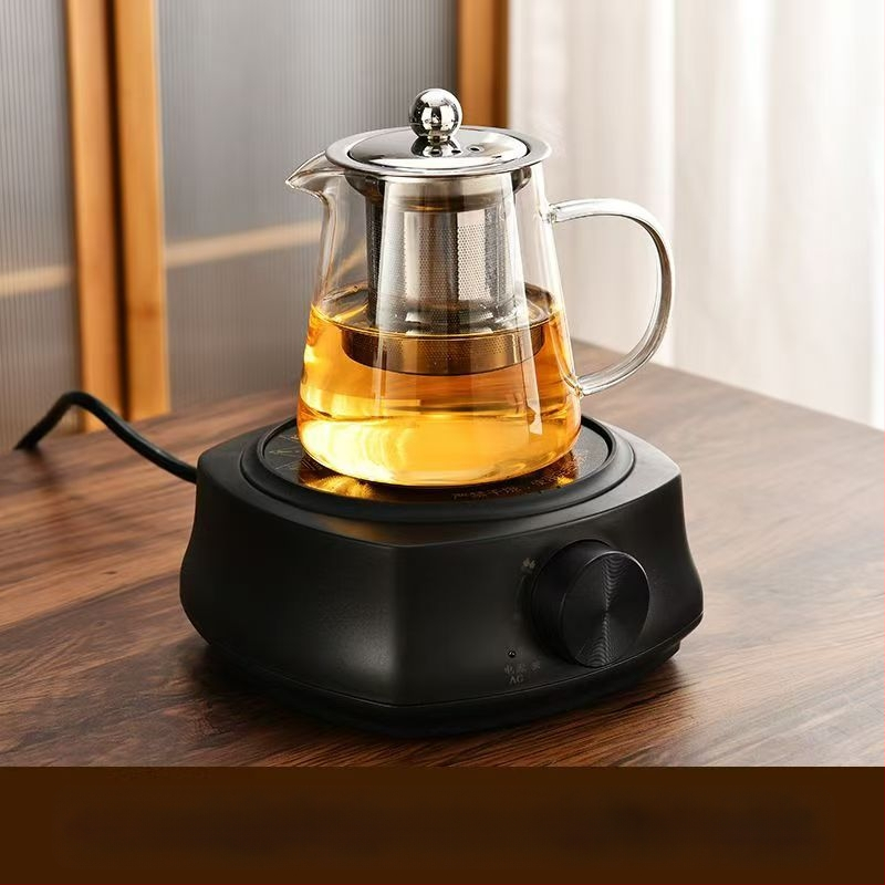 Aukštai temperatūrai atsparus stiklinis arbatinukas su filtru arbatinuku arbatos ir vandens atskyrimo puodeliu arbatos rinkiniu, tinkančiu orkaitei verdančiu arbatinuku su elektrine keramikos virykle