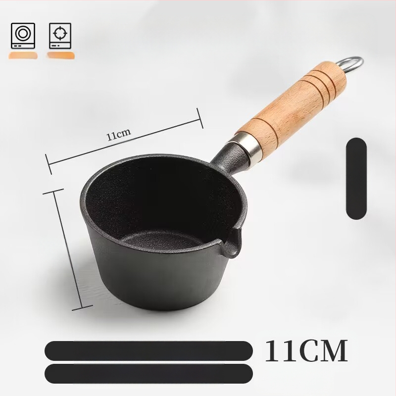 Internetikuulsuste kuum õli väike pann puidust käepidemega õli pritsimise artefakt malmist mini väike rauast pann majapidamises praemuna pann väike pann kuuma õli jaoks