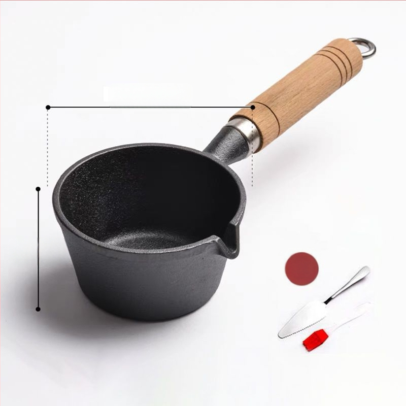 Internetikuulsuste kuum õli väike pann puidust käepidemega õli pritsimise artefakt malmist mini väike rauast pann majapidamises praemuna pann väike pann kuuma õli jaoks
