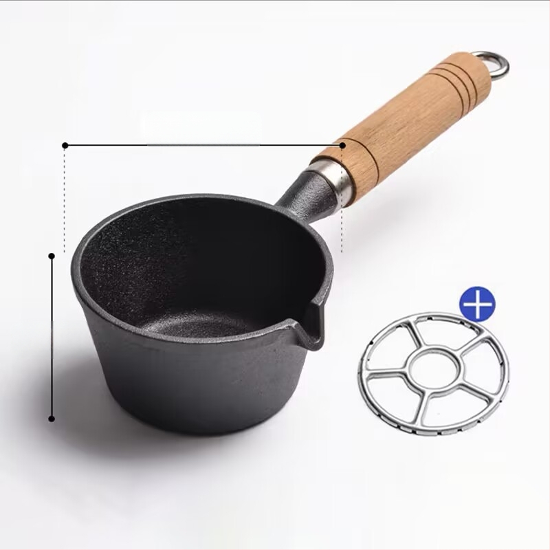 Internetikuulsuste kuum õli väike pann puidust käepidemega õli pritsimise artefakt malmist mini väike rauast pann majapidamises praemuna pann väike pann kuuma õli jaoks