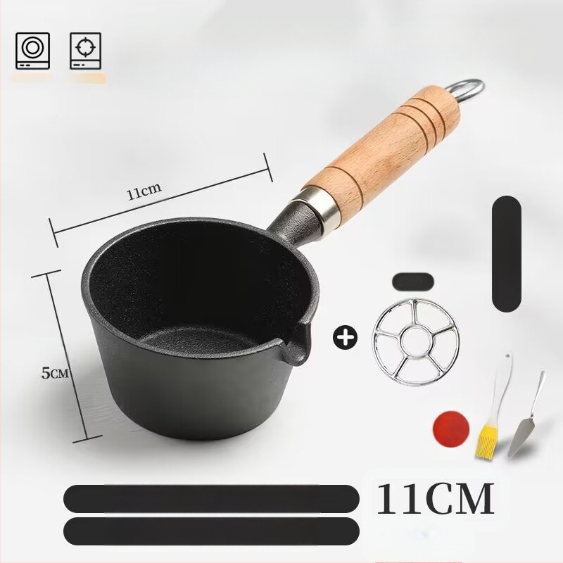 Internetikuulsuste kuum õli väike pann puidust käepidemega õli pritsimise artefakt malmist mini väike rauast pann majapidamises praemuna pann väike pann kuuma õli jaoks