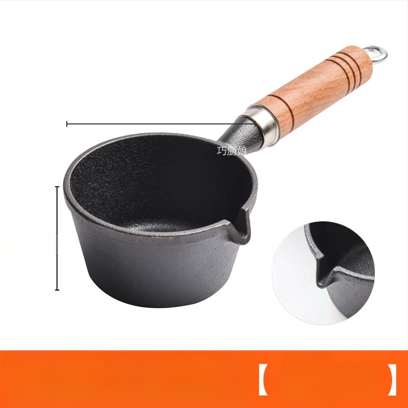 Internetikuulsuste kuum õli väike pann puidust käepidemega õli pritsimise artefakt malmist mini väike rauast pann majapidamises praemuna pann väike pann kuuma õli jaoks