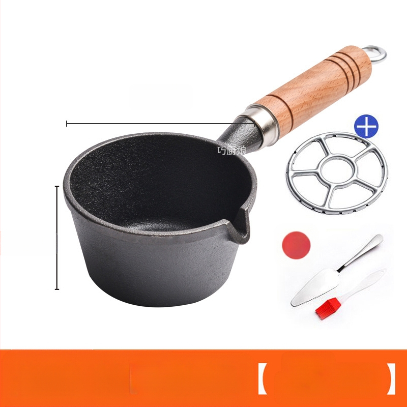 Internetikuulsuste kuum õli väike pann puidust käepidemega õli pritsimise artefakt malmist mini väike rauast pann majapidamises praemuna pann väike pann kuuma õli jaoks