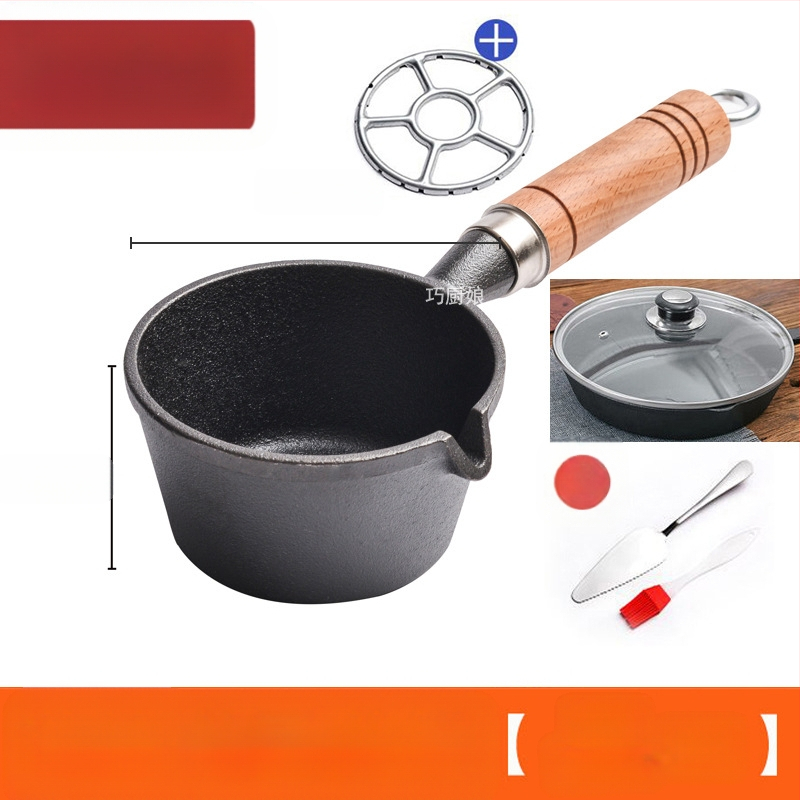 Internetikuulsuste kuum õli väike pann puidust käepidemega õli pritsimise artefakt malmist mini väike rauast pann majapidamises praemuna pann väike pann kuuma õli jaoks