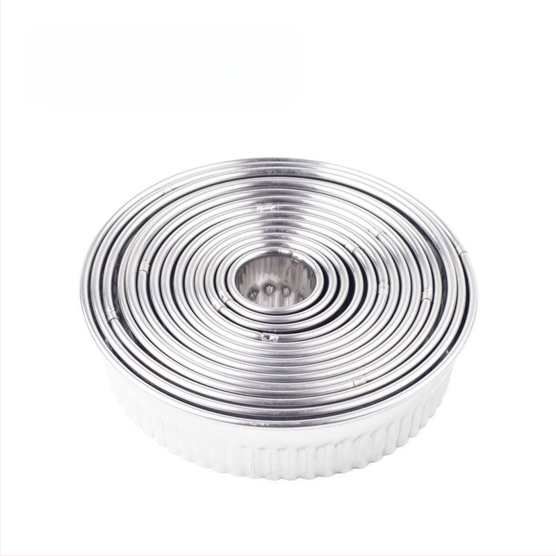 Nerūdijančio plieno koldūnų odelė, trijų dalių, virtuvės koldūnų odelė, didelė ir vidutinė, maža, nerūdijančio plieno, dantų apvali, pjaustyta