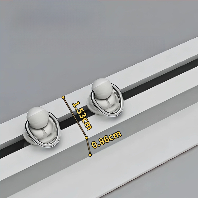 Lipnus perforuotas neperforuotas balkono lango užuolaidų bėgelis, šoninis, viršuje montuojamas, tylus, praplatintas kreipiantysis, kablio tipo priedinis strypas