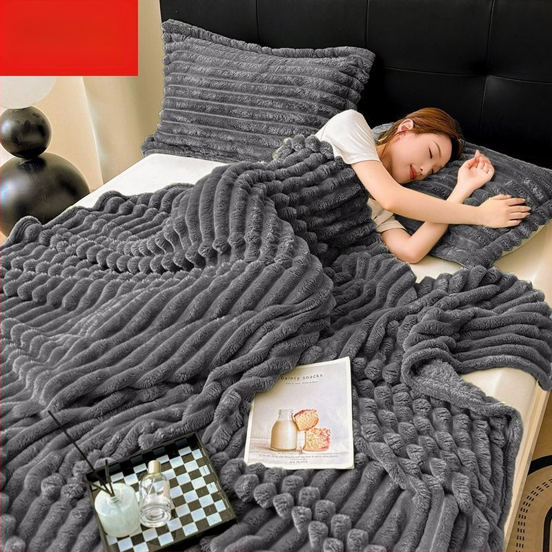 Antarktinio stiliaus vilnos pamušalu dengta koralų vilnos žieminė antklodė, biuro snaudulio antklodė, „Instagram“ stiliaus triušio vilnos antklodė, sofos antklodė, kosminė antklodė