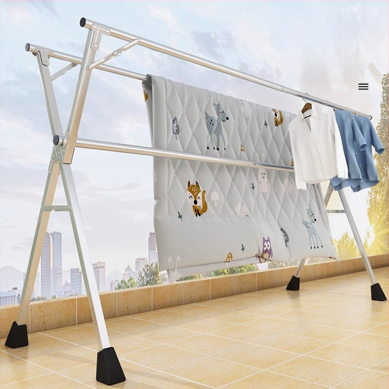 Απλή Ράφι Στεγνωτηρίου Δαπέδου Απλή Εσωτερική Χρήση Σπιτιού Μπαλκόνι Υπνοδωμάτιο Ανοξείδωτο Ατσάλι Εξωτερική Χρήση Δροσερό Τηλεσκοπική Ράβδος Στεγνωτήριο Πάπλωμα Ρούχα Ράβδος Στεγνωτηρίου