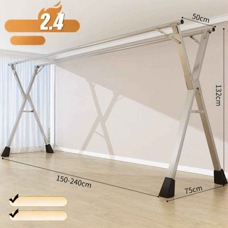 Απλή Ράφι Στεγνωτηρίου Δαπέδου Απλή Εσωτερική Χρήση Σπιτιού Μπαλκόνι Υπνοδωμάτιο Ανοξείδωτο Ατσάλι Εξωτερική Χρήση Δροσερό Τηλεσκοπική Ράβδος Στεγνωτήριο Πάπλωμα Ρούχα Ράβδος Στεγνωτηρίου