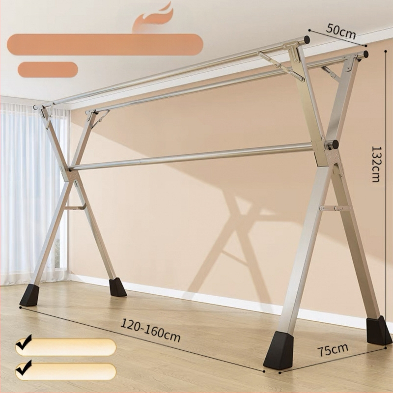 Απλή Ράφι Στεγνωτηρίου Δαπέδου Απλή Εσωτερική Χρήση Σπιτιού Μπαλκόνι Υπνοδωμάτιο Ανοξείδωτο Ατσάλι Εξωτερική Χρήση Δροσερό Τηλεσκοπική Ράβδος Στεγνωτήριο Πάπλωμα Ρούχα Ράβδος Στεγνωτηρίου