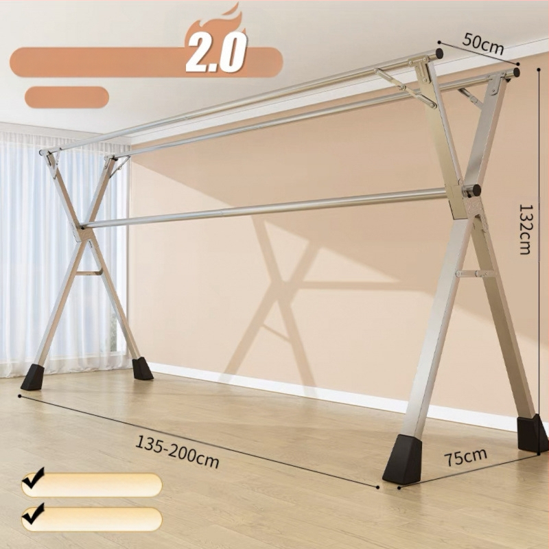 Απλή Ράφι Στεγνωτηρίου Δαπέδου Απλή Εσωτερική Χρήση Σπιτιού Μπαλκόνι Υπνοδωμάτιο Ανοξείδωτο Ατσάλι Εξωτερική Χρήση Δροσερό Τηλεσκοπική Ράβδος Στεγνωτήριο Πάπλωμα Ρούχα Ράβδος Στεγνωτηρίου