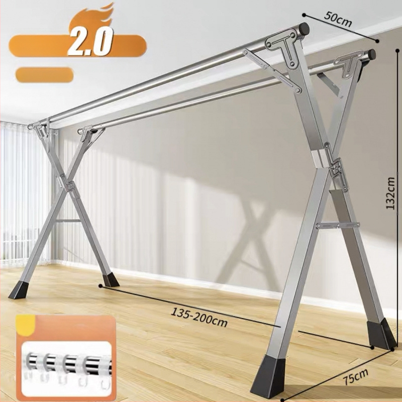 Απλή Ράφι Στεγνωτηρίου Δαπέδου Απλή Εσωτερική Χρήση Σπιτιού Μπαλκόνι Υπνοδωμάτιο Ανοξείδωτο Ατσάλι Εξωτερική Χρήση Δροσερό Τηλεσκοπική Ράβδος Στεγνωτήριο Πάπλωμα Ρούχα Ράβδος Στεγνωτηρίου