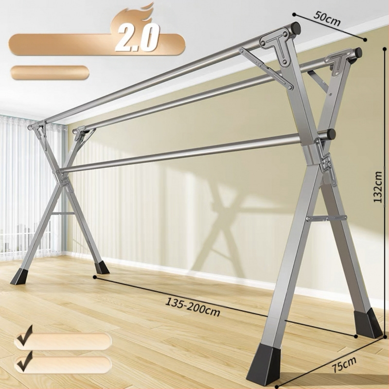 Απλή Ράφι Στεγνωτηρίου Δαπέδου Απλή Εσωτερική Χρήση Σπιτιού Μπαλκόνι Υπνοδωμάτιο Ανοξείδωτο Ατσάλι Εξωτερική Χρήση Δροσερό Τηλεσκοπική Ράβδος Στεγνωτήριο Πάπλωμα Ρούχα Ράβδος Στεγνωτηρίου