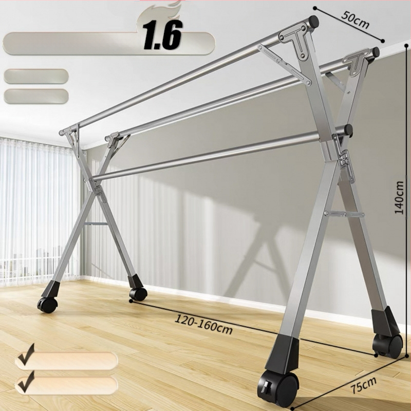 Απλή Ράφι Στεγνωτηρίου Δαπέδου Απλή Εσωτερική Χρήση Σπιτιού Μπαλκόνι Υπνοδωμάτιο Ανοξείδωτο Ατσάλι Εξωτερική Χρήση Δροσερό Τηλεσκοπική Ράβδος Στεγνωτήριο Πάπλωμα Ρούχα Ράβδος Στεγνωτηρίου