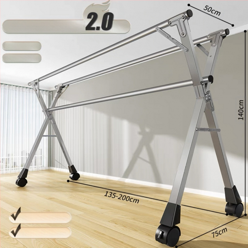 Απλή Ράφι Στεγνωτηρίου Δαπέδου Απλή Εσωτερική Χρήση Σπιτιού Μπαλκόνι Υπνοδωμάτιο Ανοξείδωτο Ατσάλι Εξωτερική Χρήση Δροσερό Τηλεσκοπική Ράβδος Στεγνωτήριο Πάπλωμα Ρούχα Ράβδος Στεγνωτηρίου
