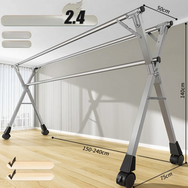 Απλή Ράφι Στεγνωτηρίου Δαπέδου Απλή Εσωτερική Χρήση Σπιτιού Μπαλκόνι Υπνοδωμάτιο Ανοξείδωτο Ατσάλι Εξωτερική Χρήση Δροσερό Τηλεσκοπική Ράβδος Στεγνωτήριο Πάπλωμα Ρούχα Ράβδος Στεγνωτηρίου