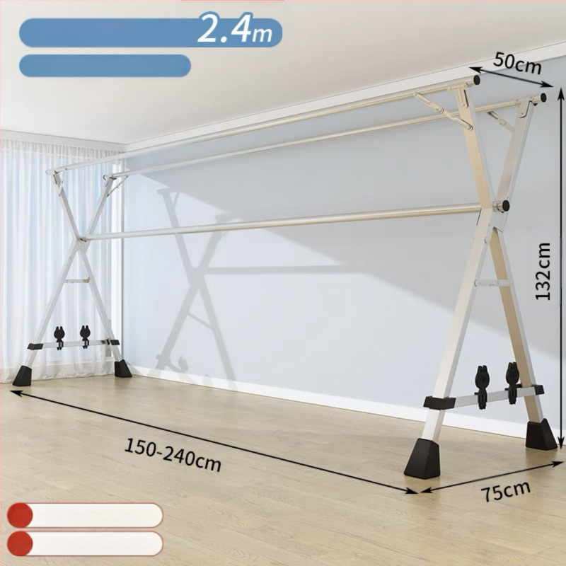 Απλή Ράφι Στεγνωτηρίου Δαπέδου Απλή Εσωτερική Χρήση Σπιτιού Μπαλκόνι Υπνοδωμάτιο Ανοξείδωτο Ατσάλι Εξωτερική Χρήση Δροσερό Τηλεσκοπική Ράβδος Στεγνωτήριο Πάπλωμα Ρούχα Ράβδος Στεγνωτηρίου
